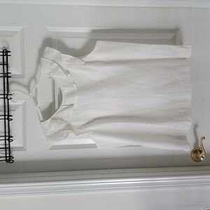 Duffield Lane White Seersucker Sleeveless Ruffle Trim Blouse Size XL